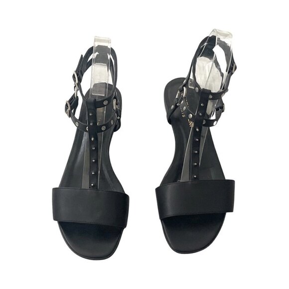 Saint Laurent black leather studded sandals size 38